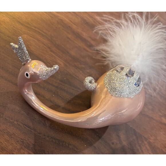 Pink Swan Hand Blown Glass Christmas Ornament - Picture 7 of 13